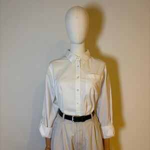 Lands' End Boys' White Button Down Shirt Size M (10-12) - Excellent Condition